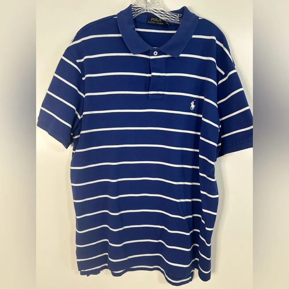 Ralph Lauren Blue and White Striped Polo Shirt